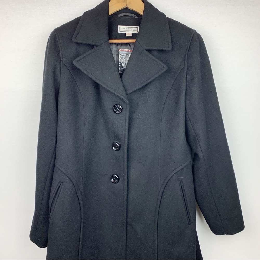 SIMONTON Says Wool Blend Trench Coat